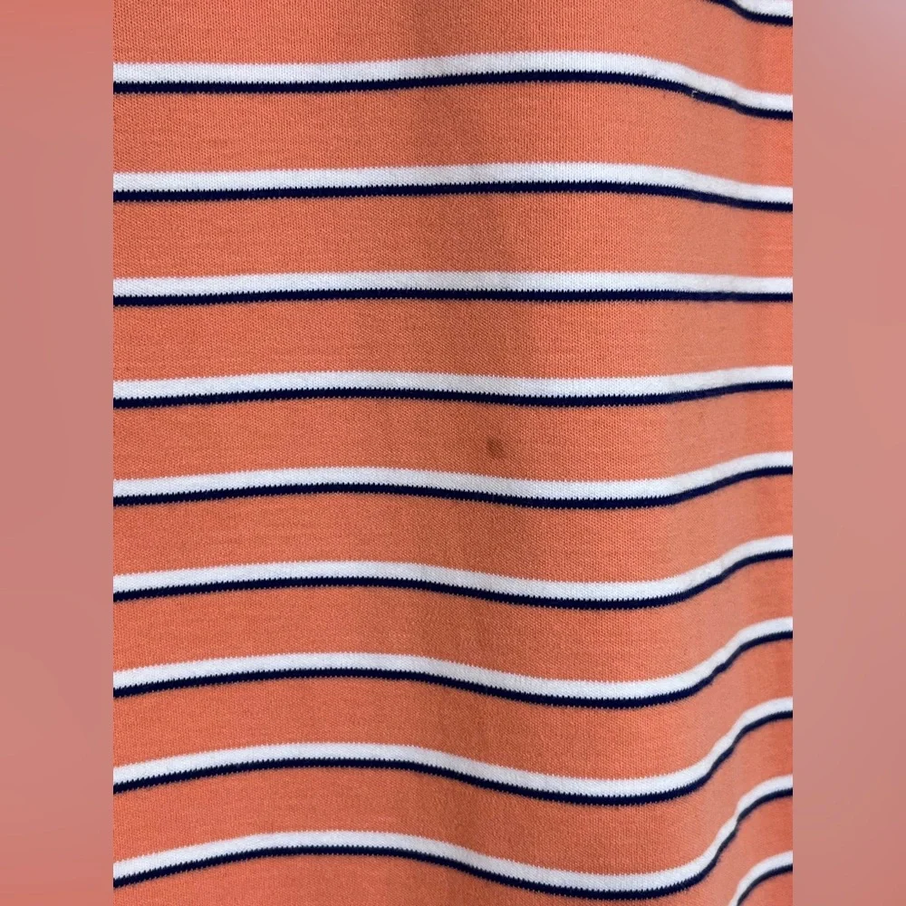 Polo Ralph Lauren Men’s Pima Soft Touch Orange w/ White & Blue Stripes Polo. XL.